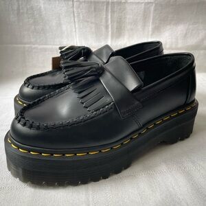 Dr Martens Adrian Quad Black Leather Platform Tassel Shoes Women's Size 6